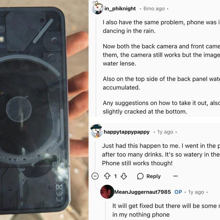 Nothing Phone durability issues showcased in user testimonies, sample 1.