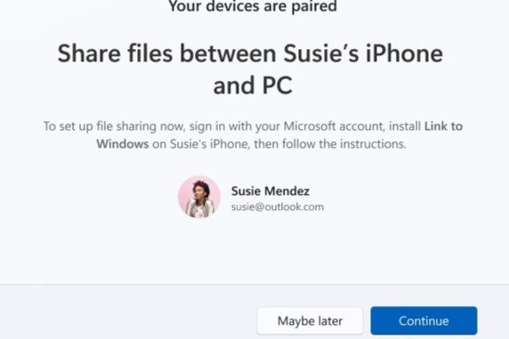 iPhone to Windows file share feature.