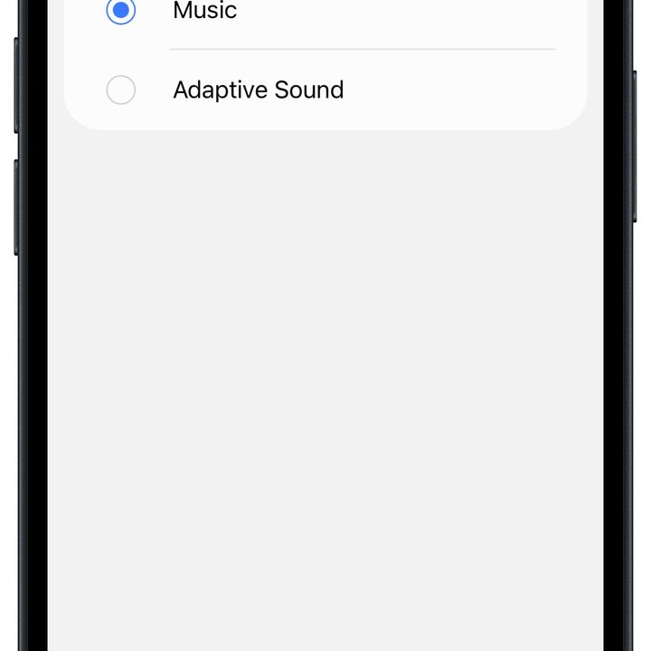 Samsung SmartThings app for iOS: Music Frame sound modes.