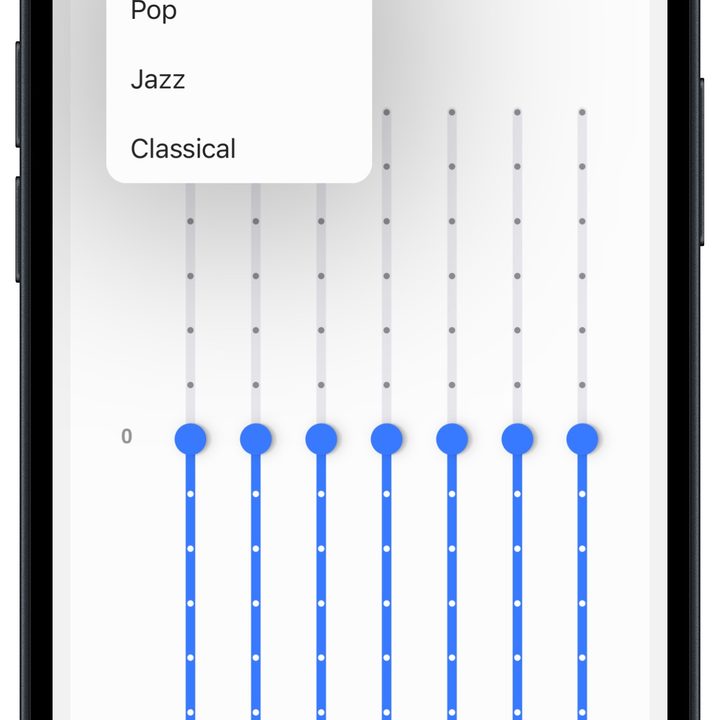 Samsung SmartThings app for iOS: Music Frame equalizer.