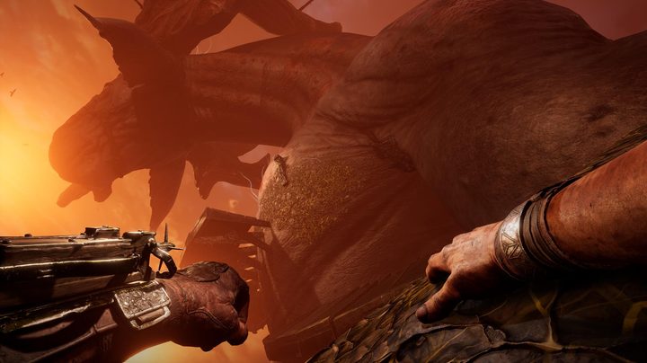 The dragon boss fight in Skydance's Behemoth.