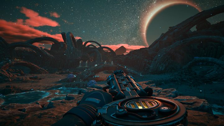 A person on an alien world in The Outer Worlds 2.