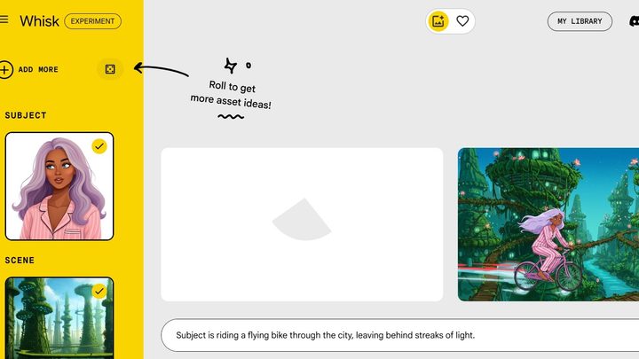 The Google Whisk AI tool being used with images.