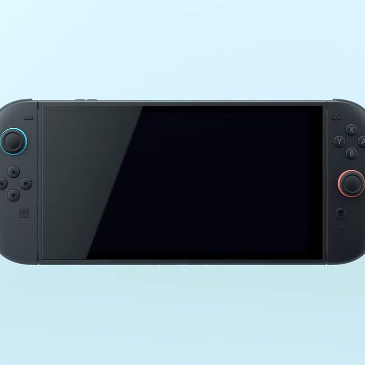 The Switch 2 on a blue background.