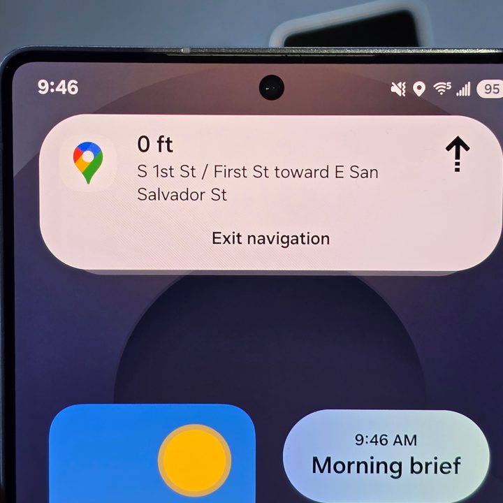 Samsung Galaxy S25 Ultra punch hole camera with Google Maps overlay