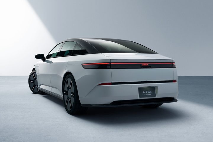 Afeela 1 rear quarter view.