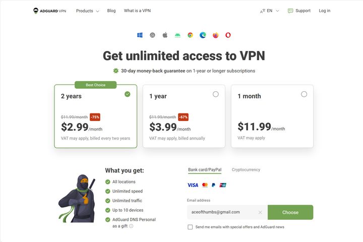 AdGuard VPN offers the best deals with longer subscriptions.