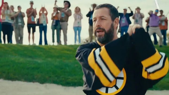 Adam Sandler as Happy Gilmore during a golf match in Happy Gilmore 2.