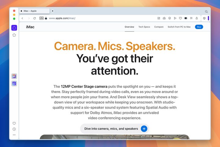 The Opera web browser running in macOS Sequoia.