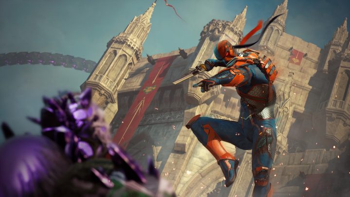 Deathstroke performs a suicide strike in suicide squad: kill the justice league.