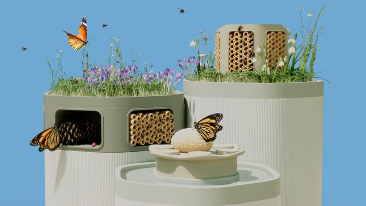 The Petal camera and Wonder Blocks on a blue background.