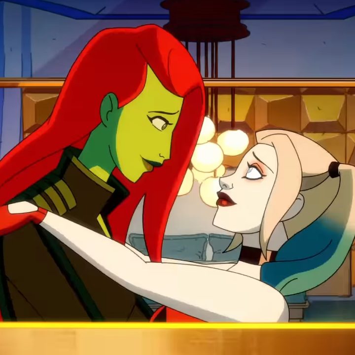 Poison Ivy and Harley Quinn holding each other in season 5 of "Harley Quinn."