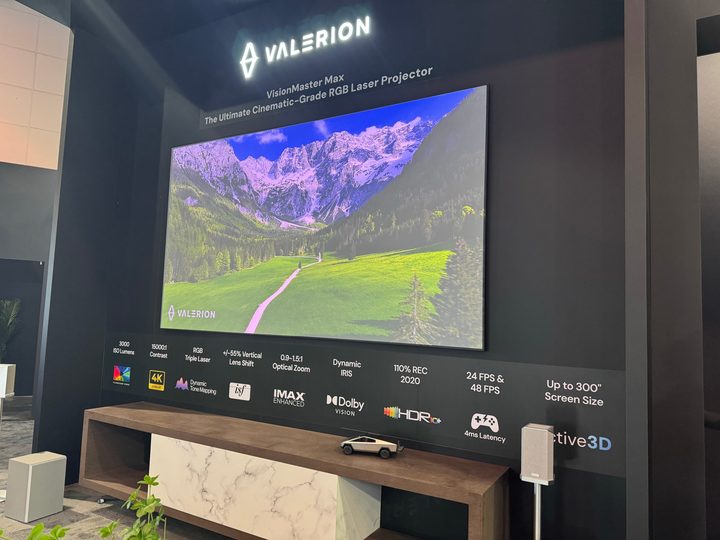 The VisionMaster Max projects on a screen at CES 2025.