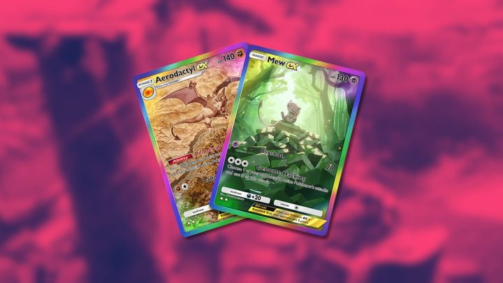 Aerodactyl ex and Mew ex in Pokemon TCG Pocket.