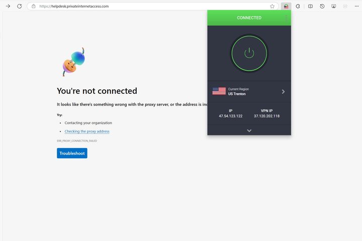 PIA's kill switch protected my privacy by blocking internet when there was a server problem.