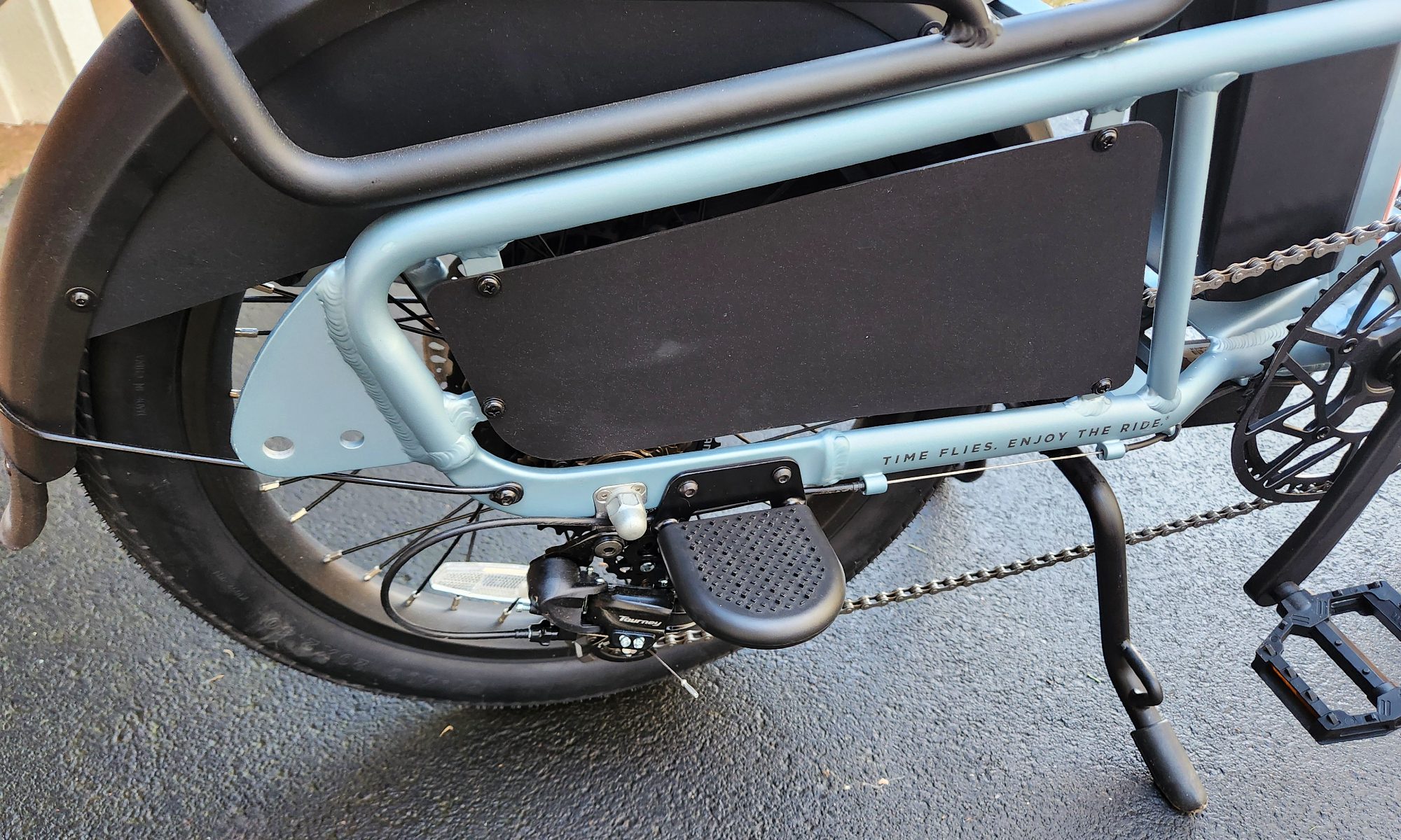radio flyer flex e bike review on center stand with foot protection and side passenger peg