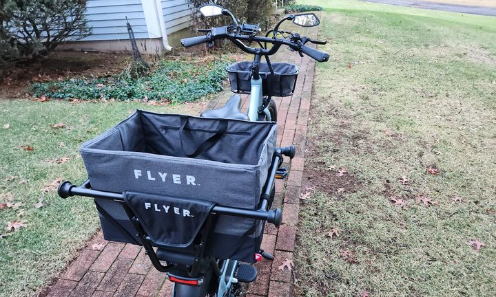 Radio Flyer Flex e-bike rear view with all options installed.
