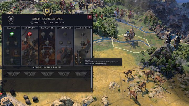 A commander skill tree in Civilization 7.