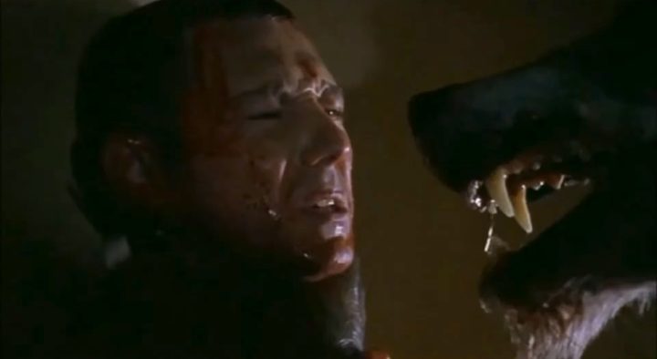 Spoon staring at a werewolf in "Dog Soldiers."