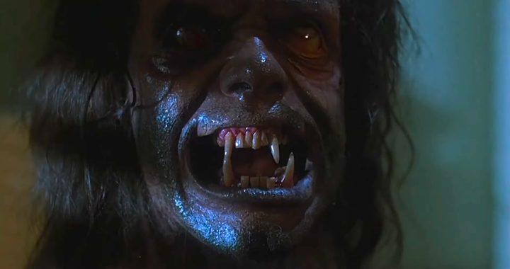 A close-up of a werewolf in "The Howling."