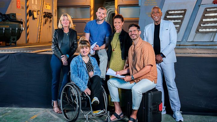 The cast of The War Between the Land and the Sea after a table read.