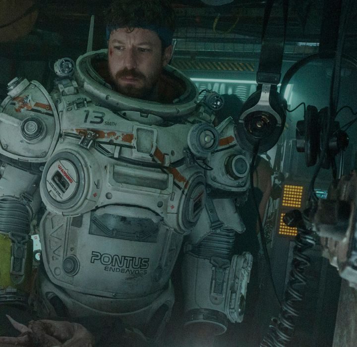 The aqua suits in the movie Underwater