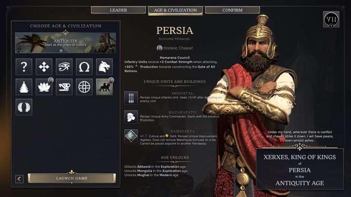 Xerxes in Sid Meier's Civilization