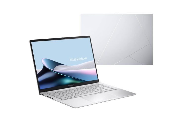 The rendering of the Foggy Silver version of the Zenbook 14.