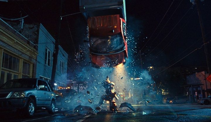A car is destroyed in Disney's Ironheart
