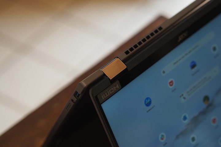 Acer Chromebook Plus Spin 714 top view showing hinge.