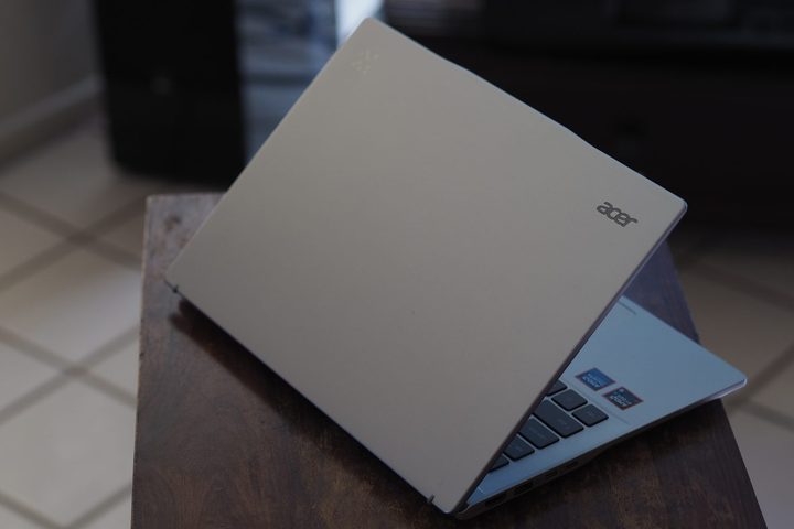 Acer Swift 14 AI AMD rear view showing lids and logo.