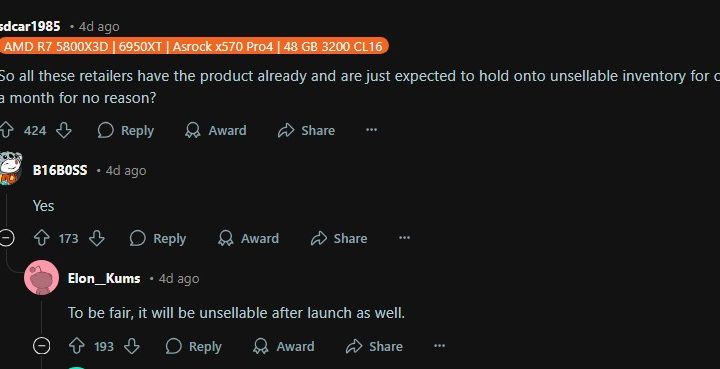 A Reddit post talking about AMD's RDNA 4.
