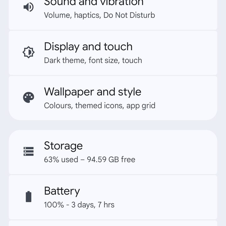 Android settings