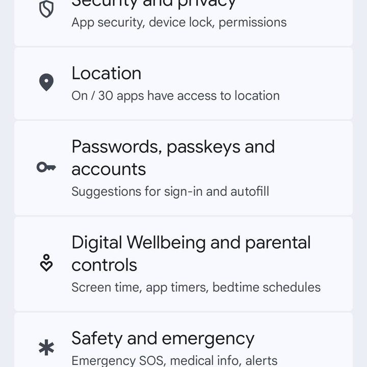 Android settings