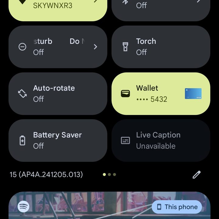 Android dashboard home screen tiles