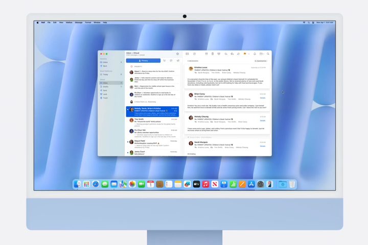 Mail app with categories in macOS.