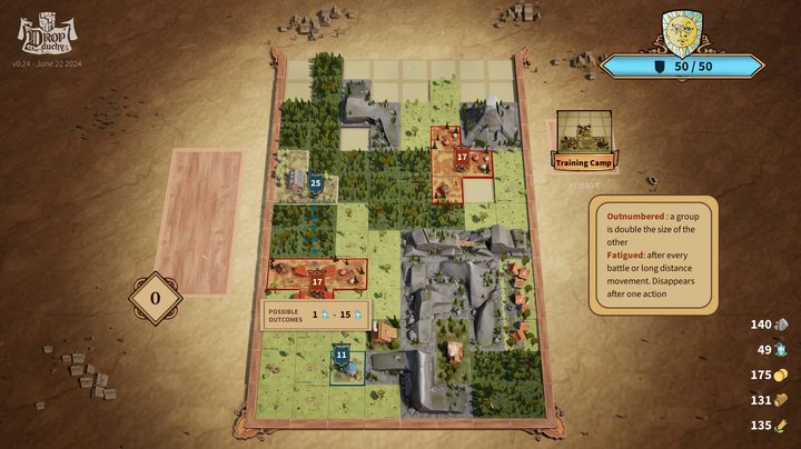 A player builds a city in a well in Drop Duchy.
