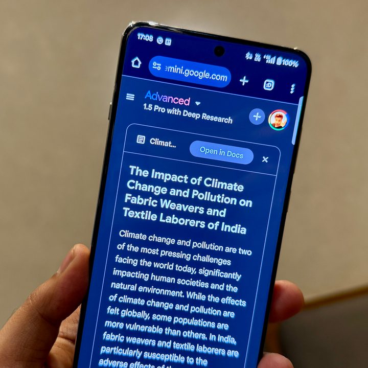 Using Gemini Deep Research on a smartphone.