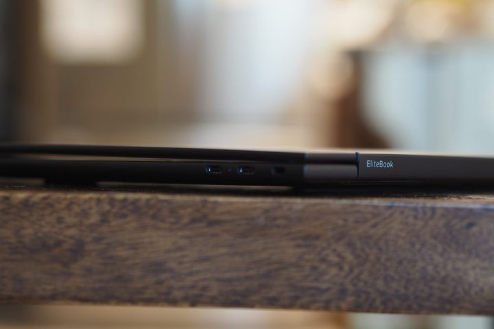 HP EliteBook Ultra G1i rear view showing ports and logo.