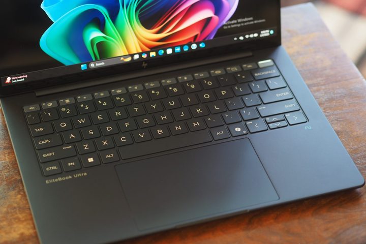 HP EliteBook Ultra G1i top down view showing keyboard and touchpad.
