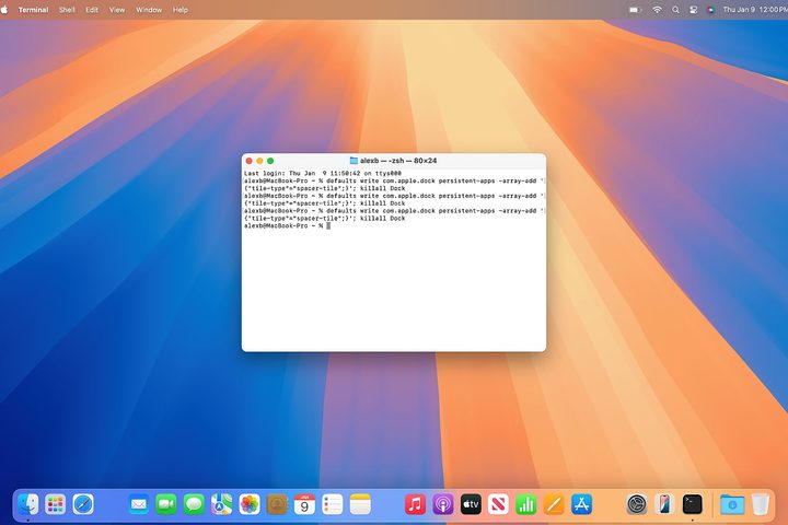 The Mac Terminal app running in macOS Sequoia.