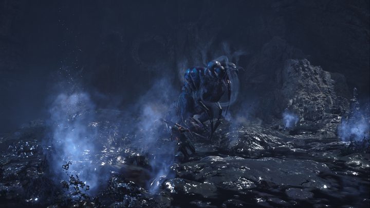 Rompopolo attacks a hunter in the Oilwell Basin in Monster Hunter Wilds.