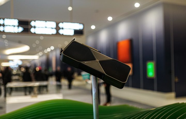 Nvidia's RTX 5090 sitting at CES 2025.