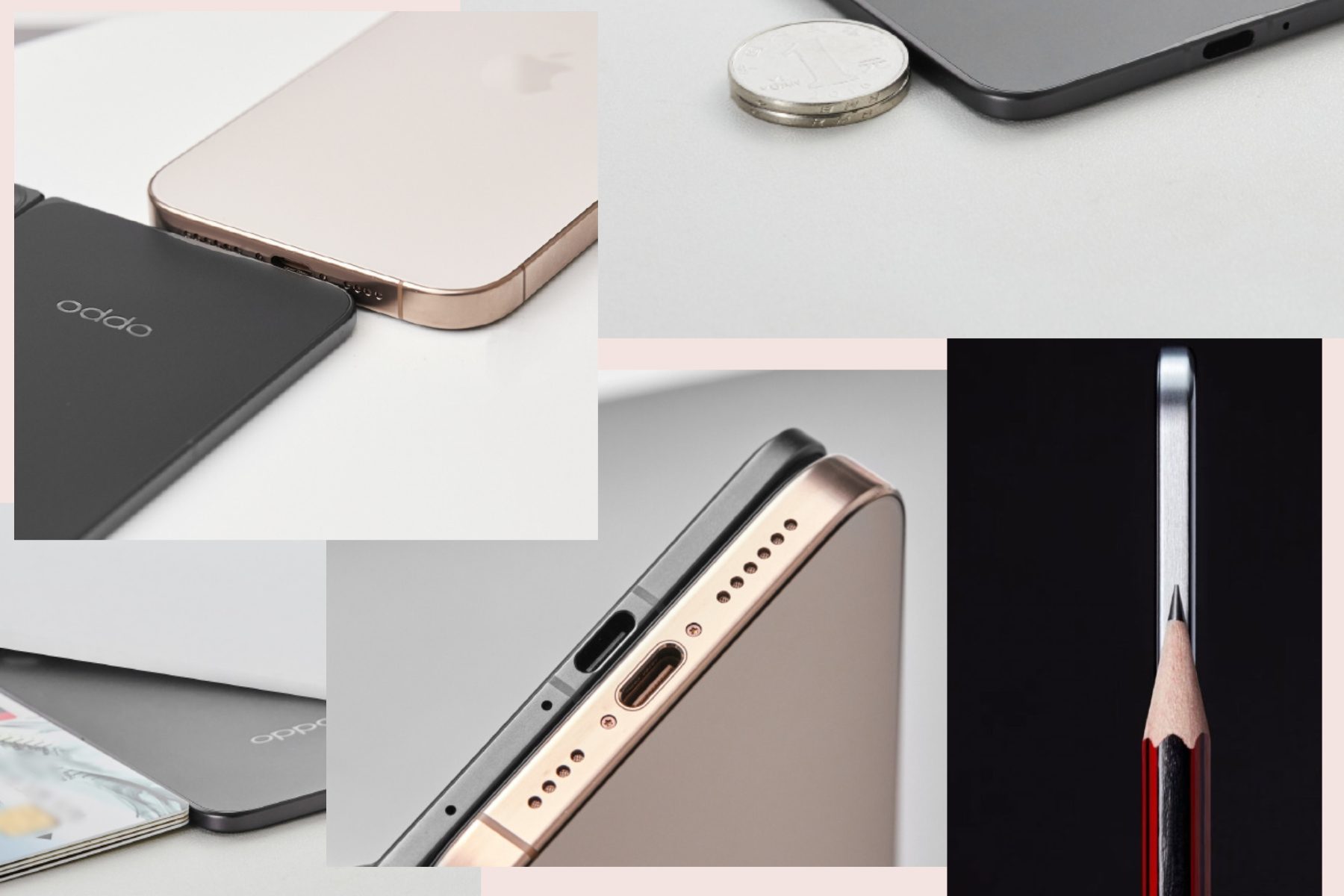 Images depicting the side profile of the Oppo Find N5.