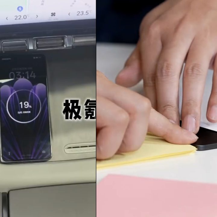 Photos depicting the thin side profile and wireless charging support on the Oppo Find N5.