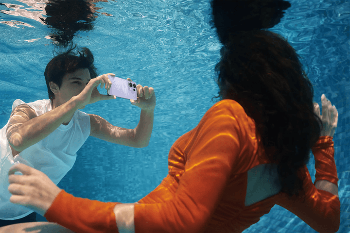 Taking photos underwater.