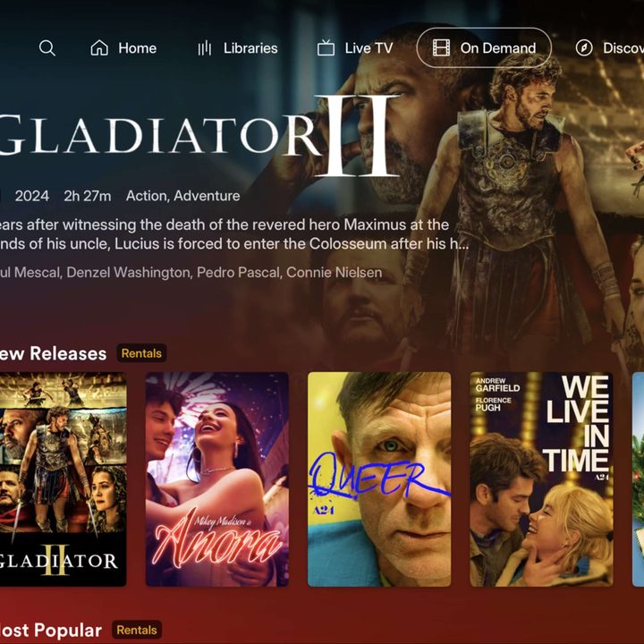 Rentals screen in the new Plex experience.