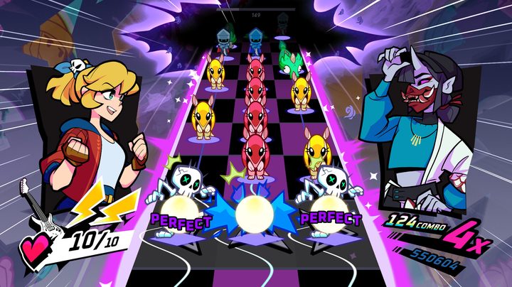A fretboard full of enemies appears in Rift of the Necrodancer.