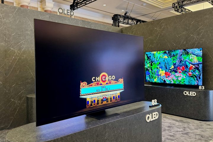 The Samsung S95F OLED on display at CES 2025.