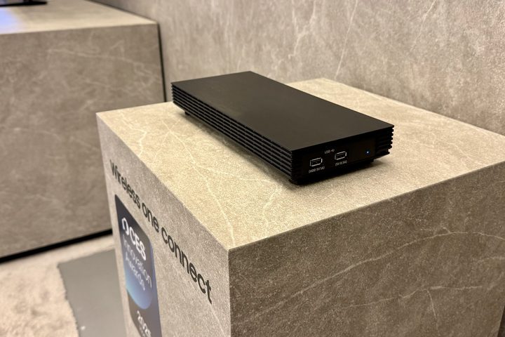 The Samsung Wireless One Connect Box on display at CES 2025 in Las Vegas.